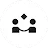 Icon of two stylized figures connected by a curved line, with a diamond shape centered above them.