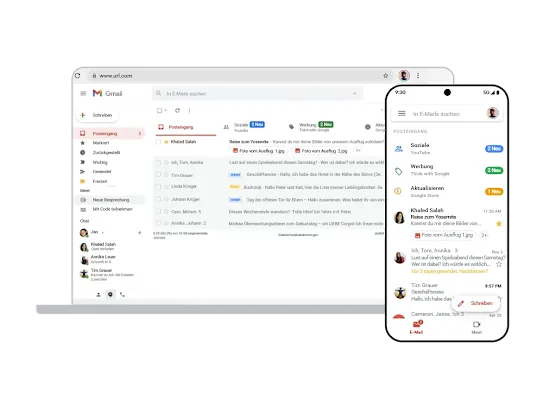 Gmail auf Computern und Mobilgeräten