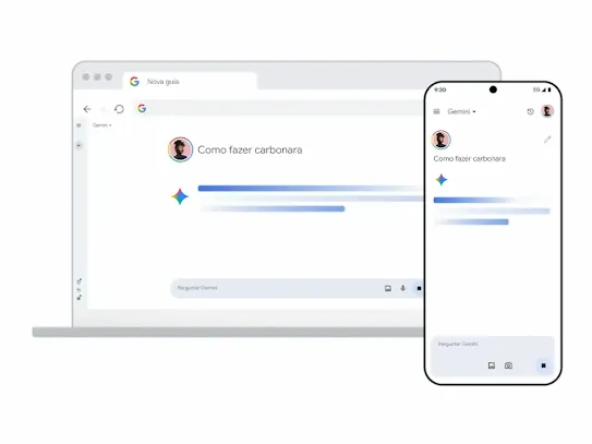 Gemini no computador e no dispositivo móvel