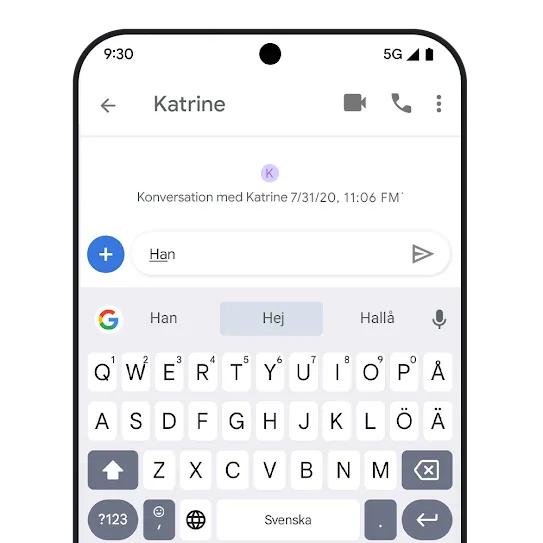 Telefon med meddelandegränssnitt.