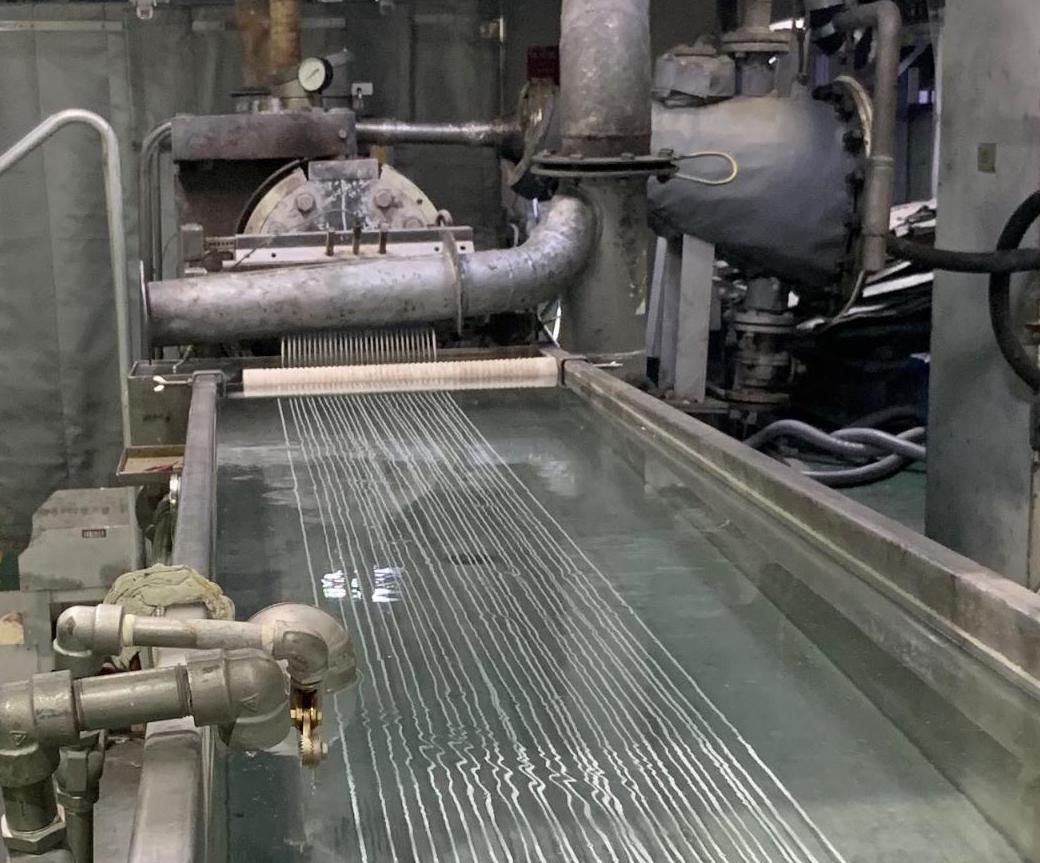 Clear PCR resin is collected after the manufacturing, pelletization, and optical sorting processes.