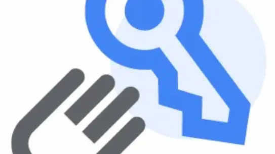 A minimalist graphic featuring a thick-lined blue key angled diagonally, with a dark gray hand icon reaching toward it. The background contains a soft, light blue circular element. This visual represents a report on how threat actors attempt to gain unauthorized access or misuse AI technology.