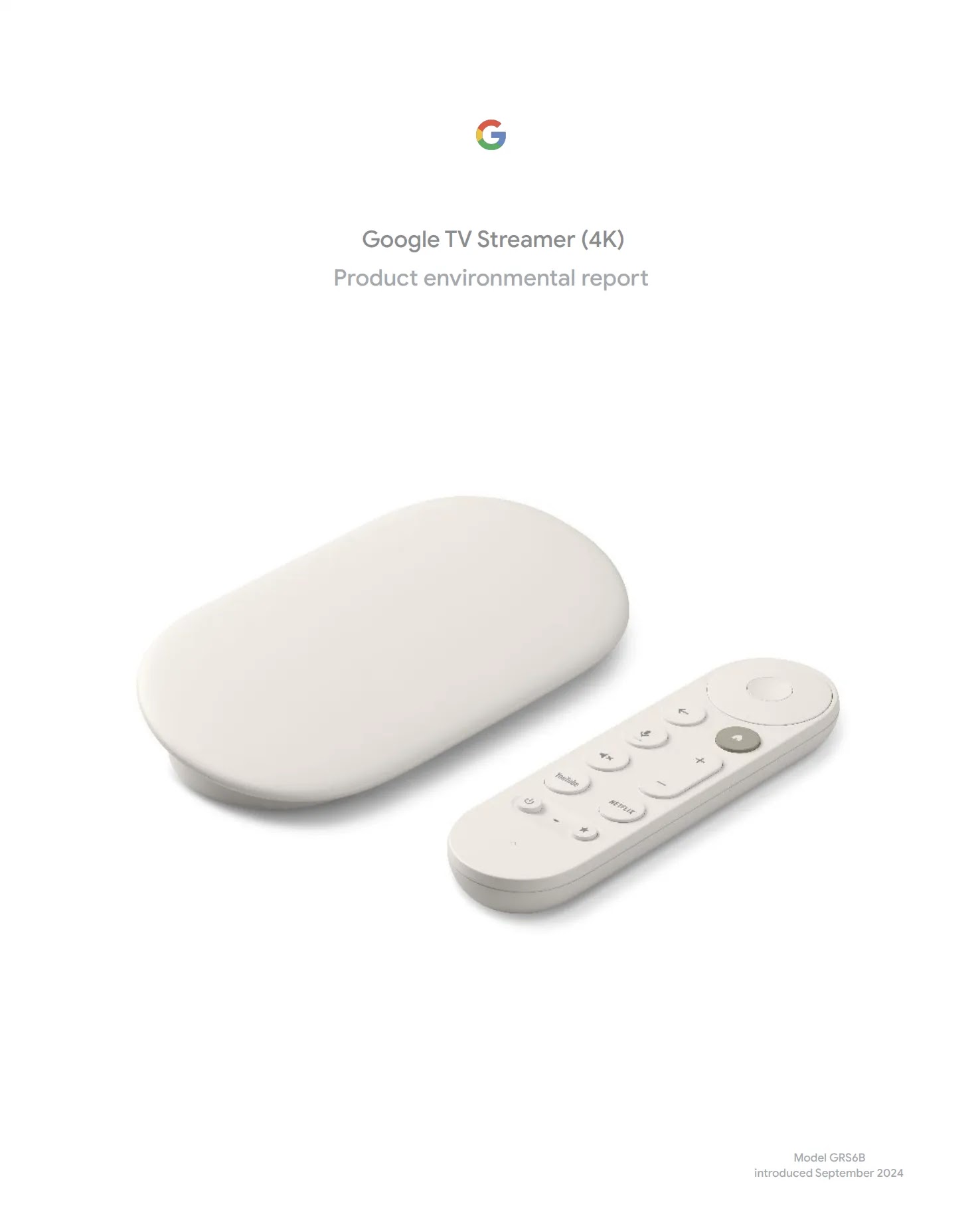Cover image of Google TV Streamer (4K) Product Environmental Report