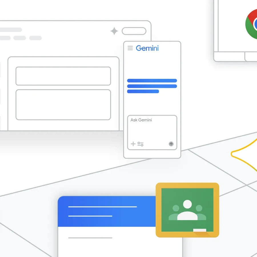 A collage of Gemini-related illustrations and graphics