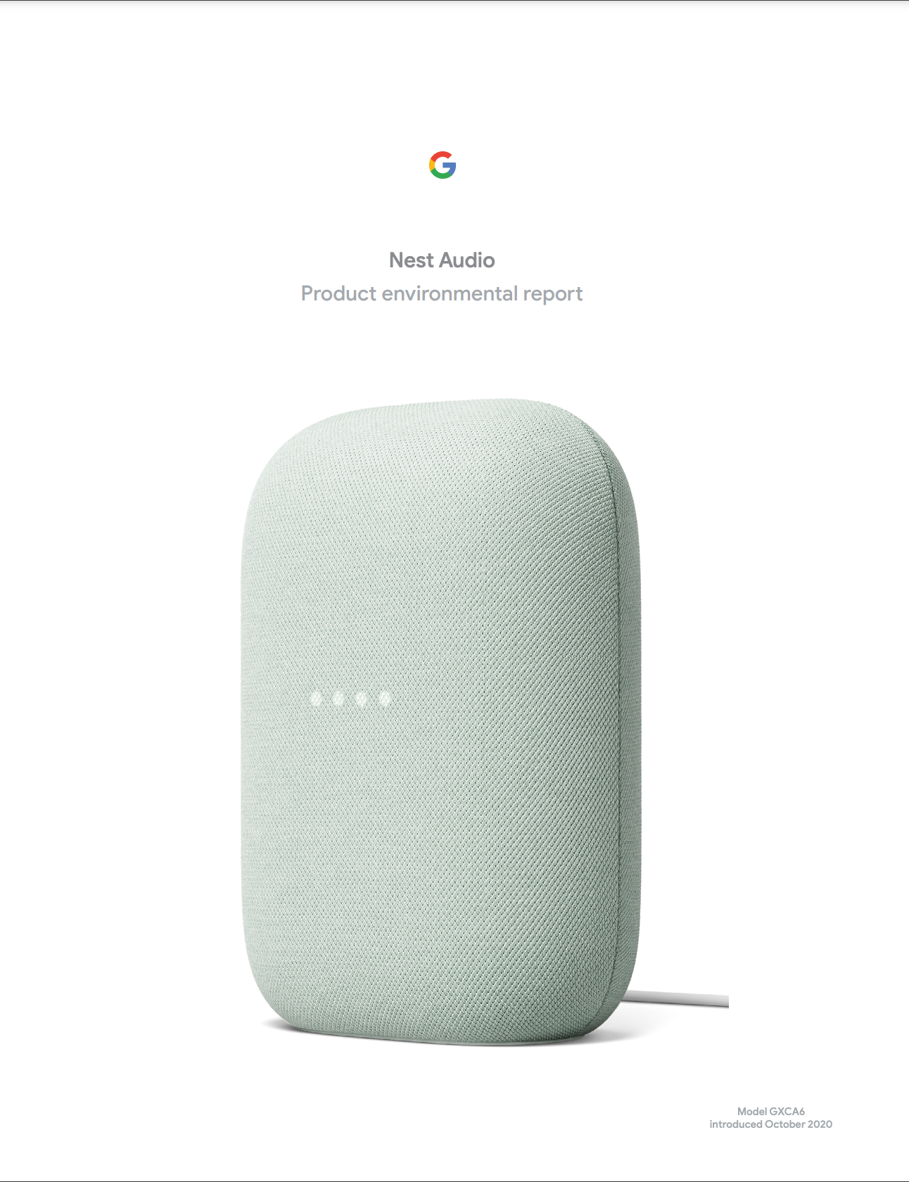 Cover image of the Nest Audio Product Environmental Report