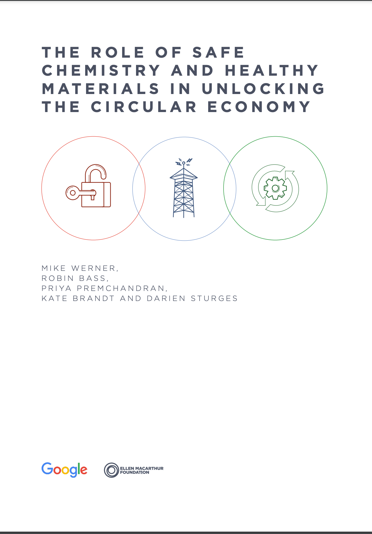 Cover image of a white paper titled: The Role of Safe Chemistry and Healthy Materials in Unlocking the Circular Economy