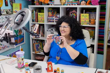 Person working at craft station