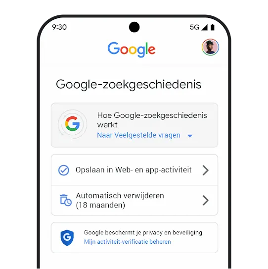 Afbeelding van Google-zoekgeschiedenis