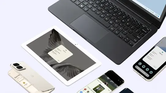 A visual showcasing the compatibility of Android systems on multiple OS devices.