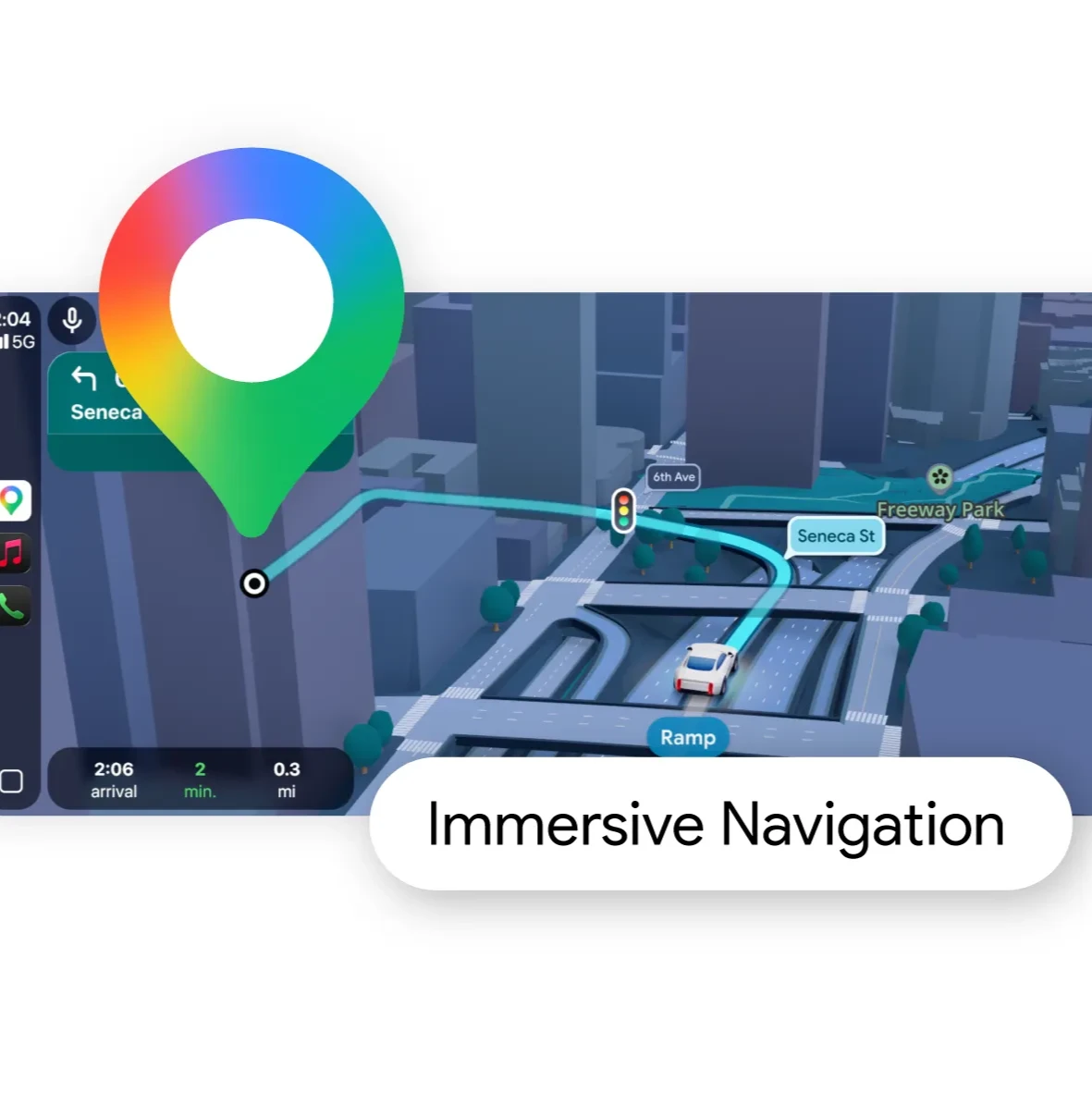 An image highlighting Immersive Navigation and Ask Maps