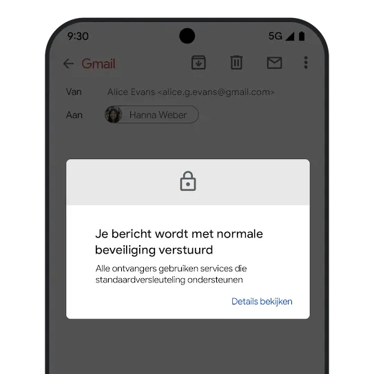 Afbeelding van e-mailversleuteling in Gmail