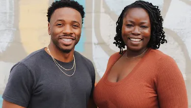 A man and a women in one frame.