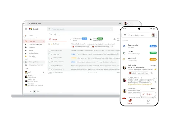 Gmail na komputerach i urządzeniach mobilnych