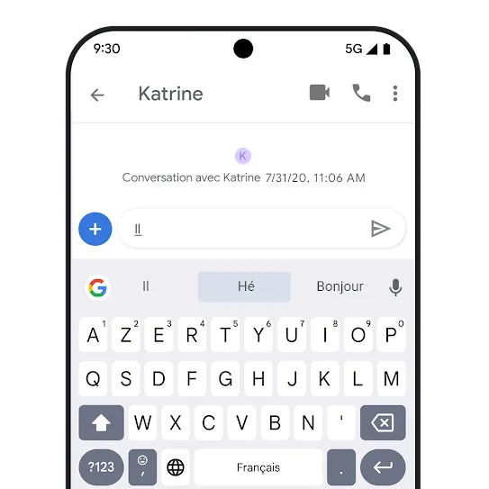Un téléphone affichant une IU de messagerie.