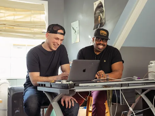 Firesight Studios co-founders Justin Zimmerman and Julius Hubbard, both Chattanooga firefighters, working on their mobile games.