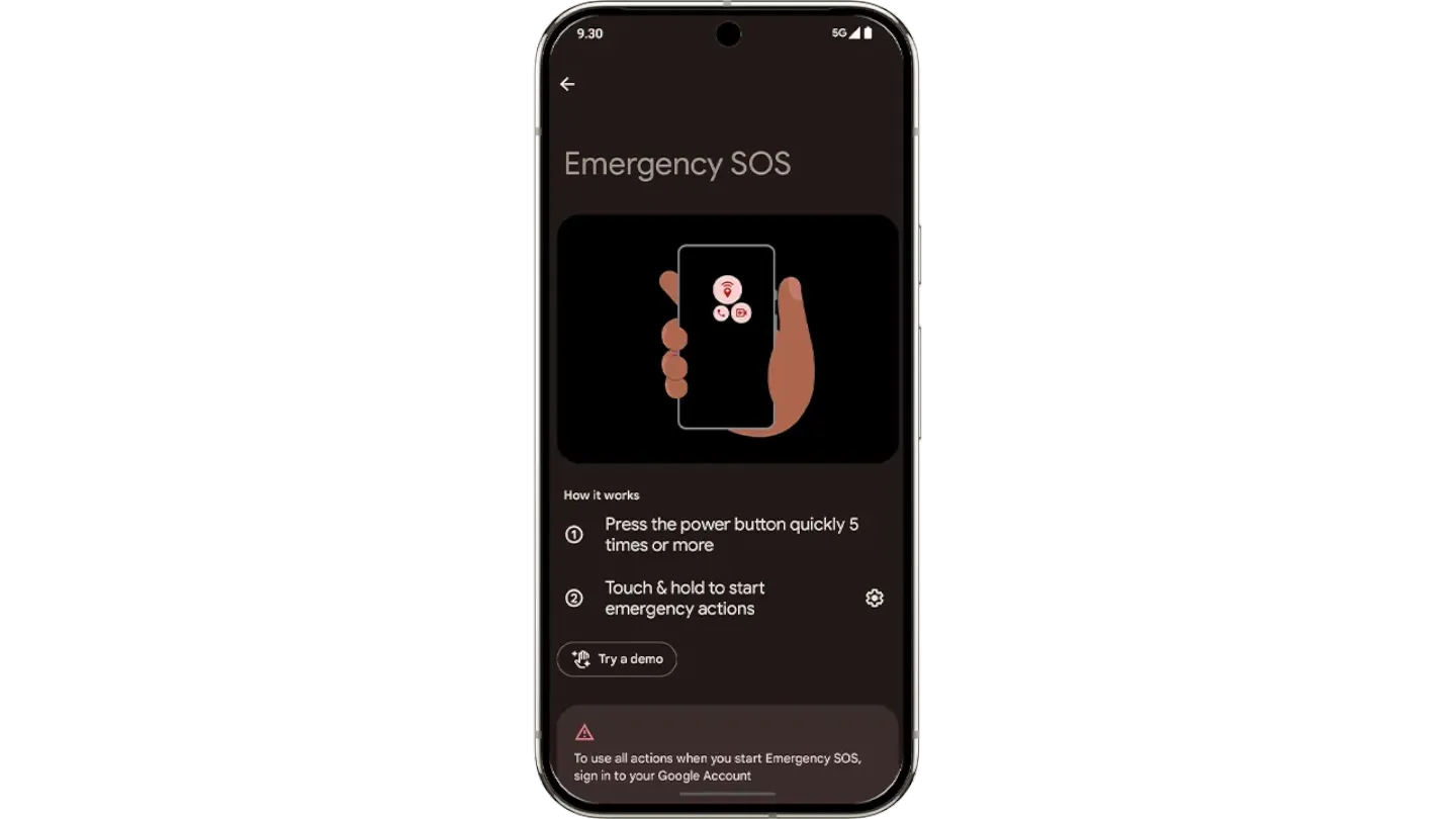 Printscreen showing the Emergency SOS interface on Android devices.