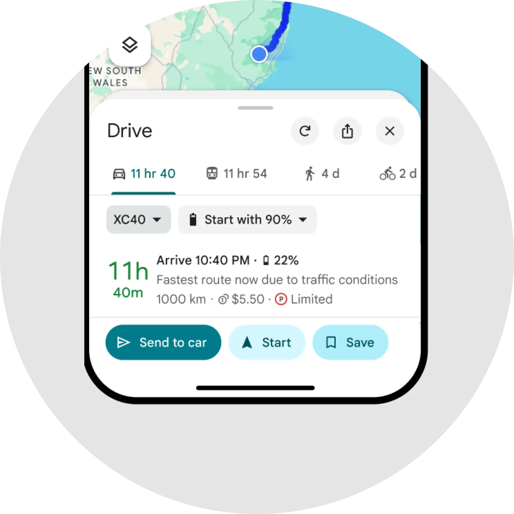 Send directions to the car directly from Google Maps on your phone.