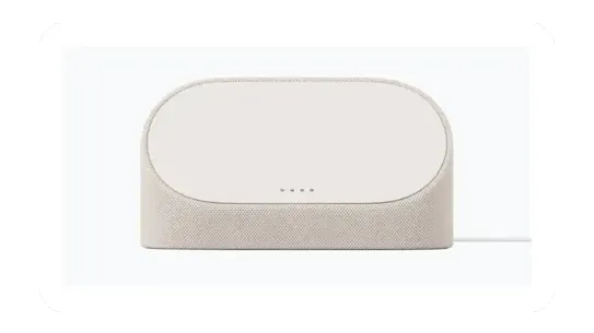 A charging speaker dock displayed on screen with pricing details to shop now.