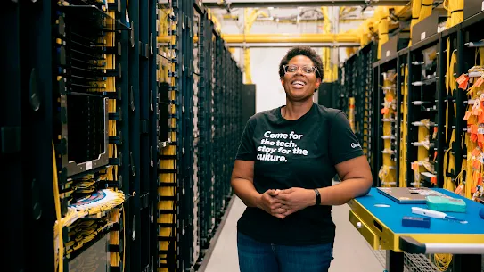 Woman on Data center