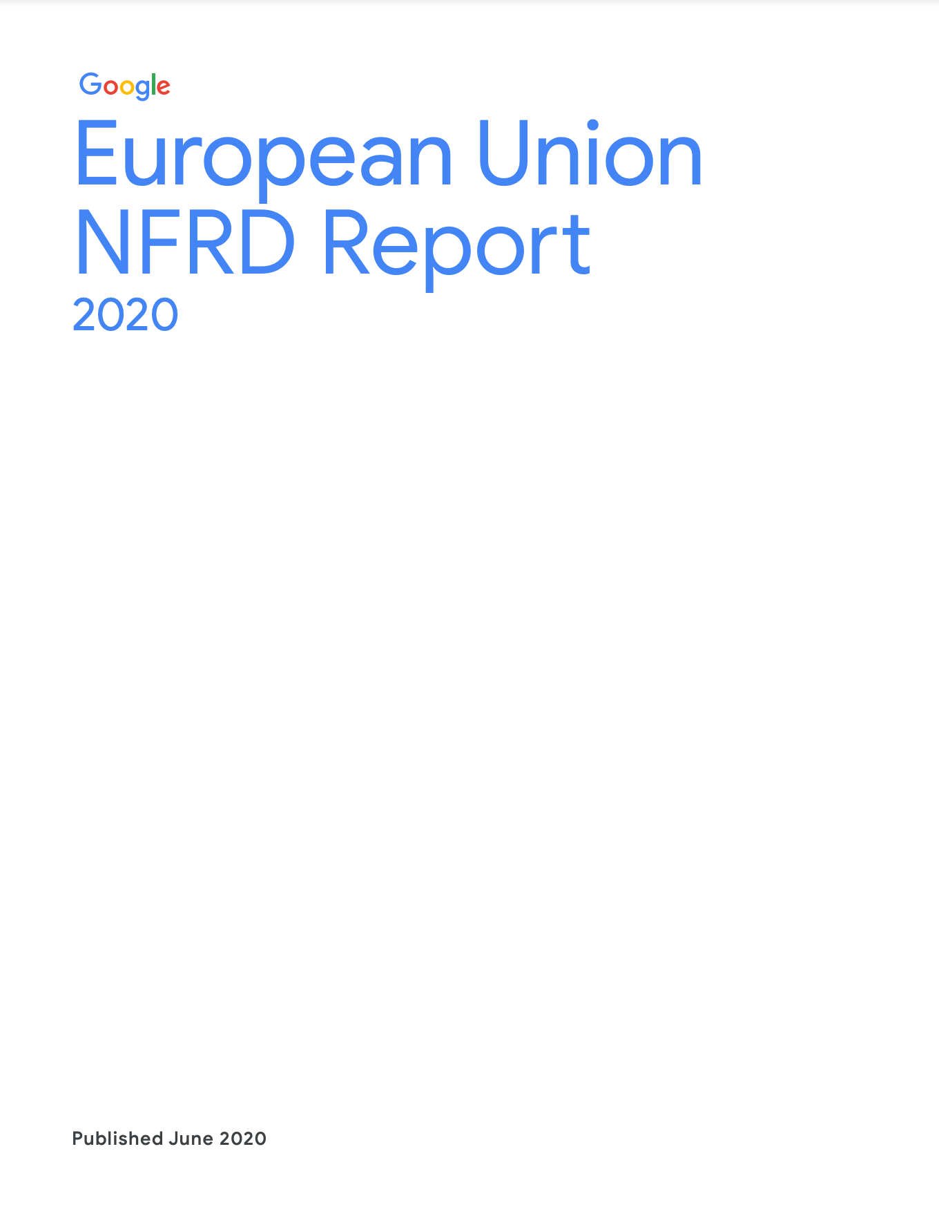 Cover image of the 2020 European Union NFRD Report