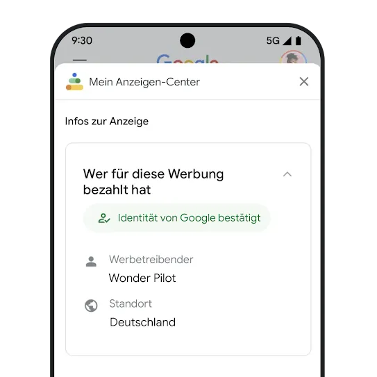 Beispielseite „Wer für diese Werbung bezahlt hat“ in „Mein Anzeigen-Center“ 