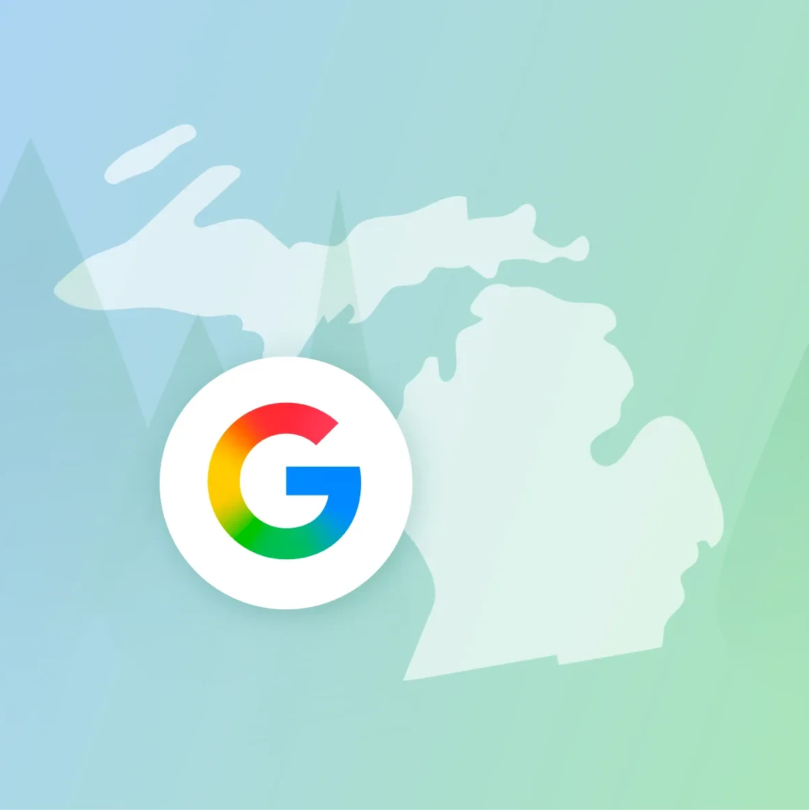 The state of Michigan with a Google logo on top