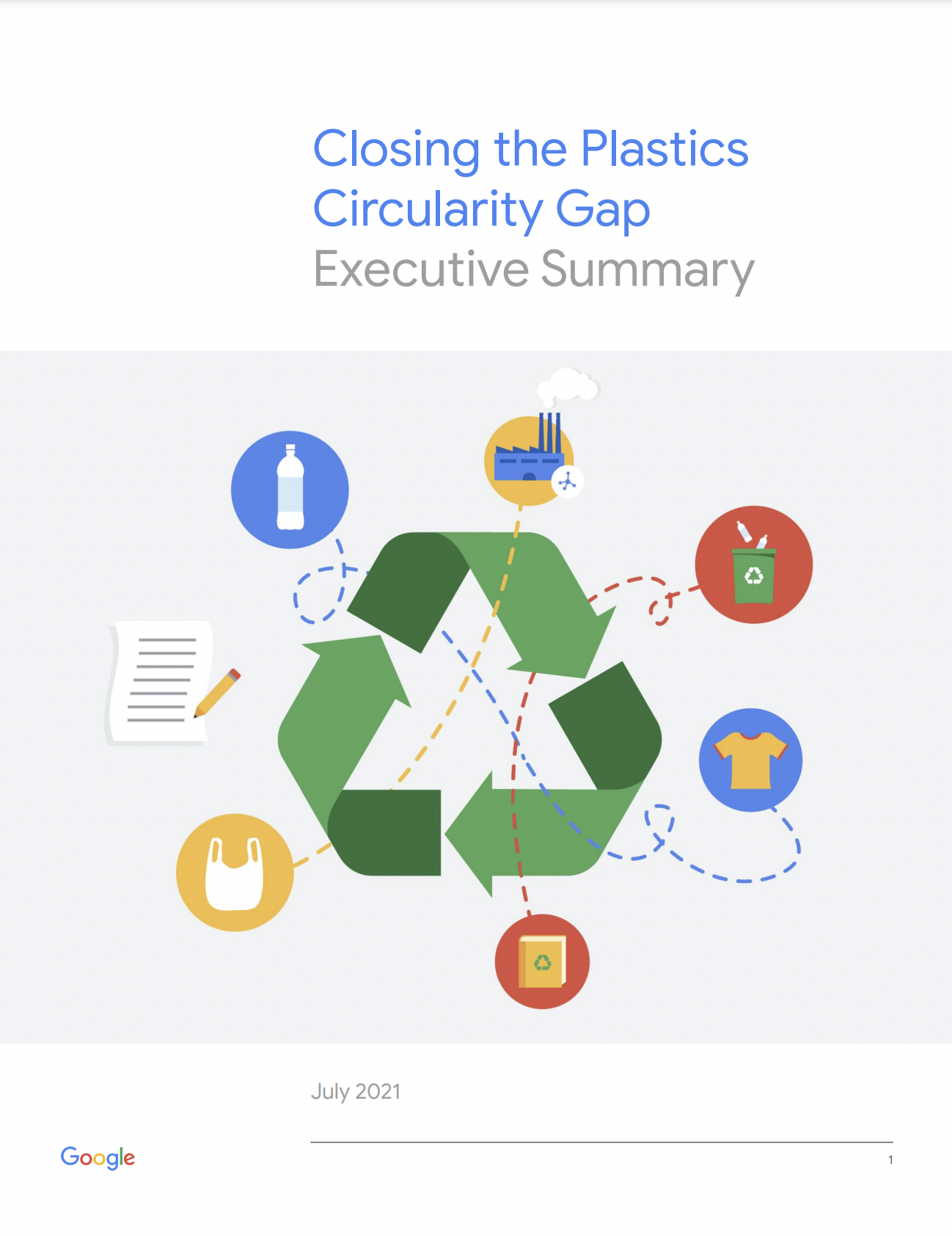 Cover image of a white paper titled: Closing the Plastics Circularity Gap: Executive Summary