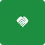 Icon of shaking hands shaped like a heart