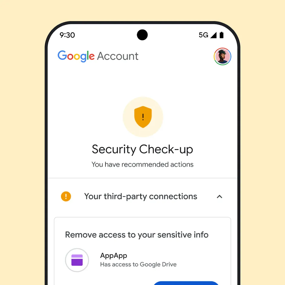 Image of Google Security Check-Up UI.
