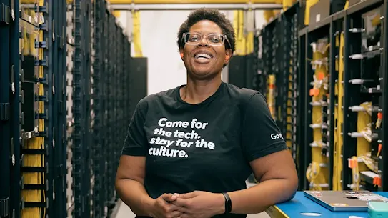 Person standing in data center
