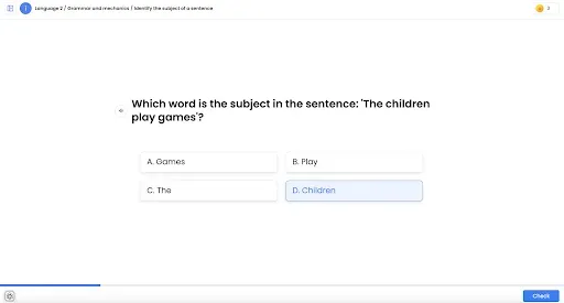 A screenshot featuring one of the quizzes students can complete.