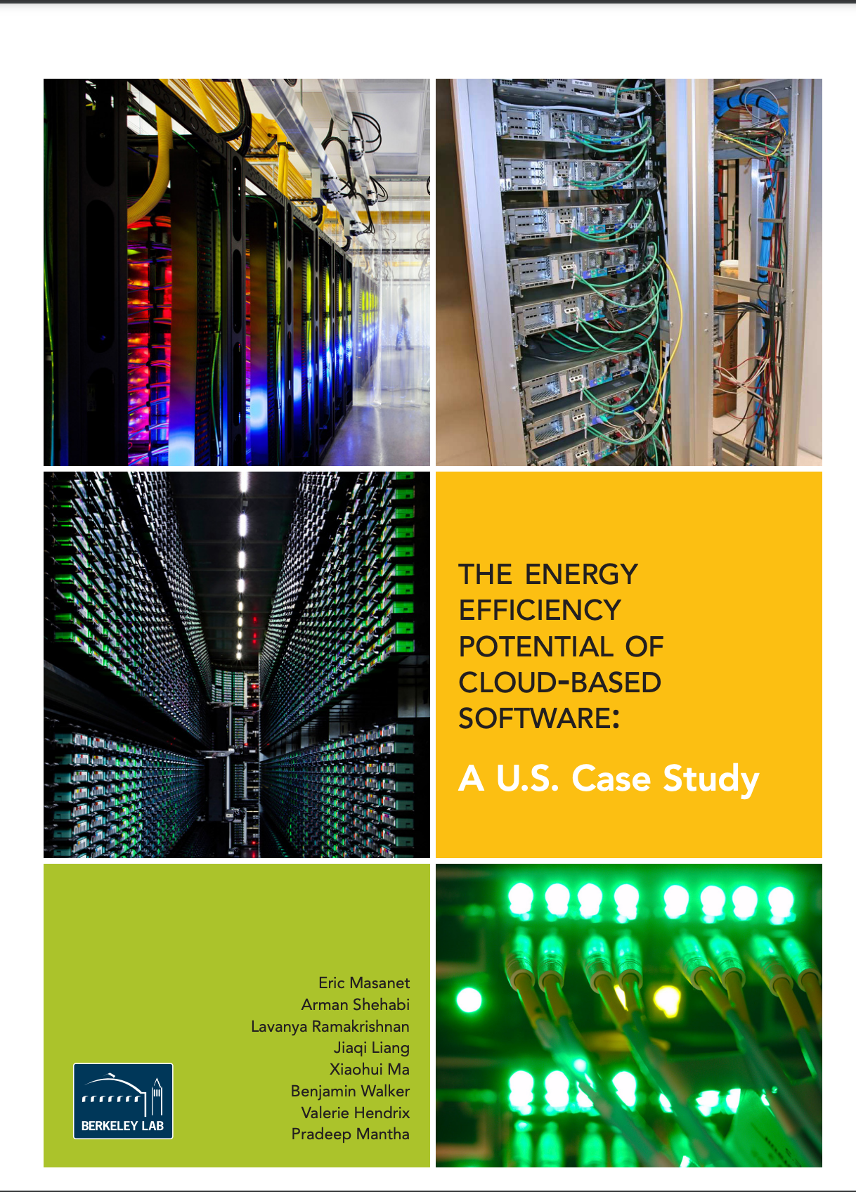 Cover image of a white paper titled: The energy efficiency potential of cloud-based software: A U.S. case study