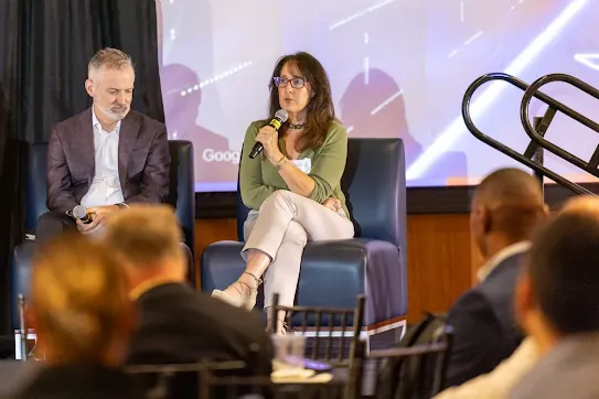 Person speaking publicly in a conference