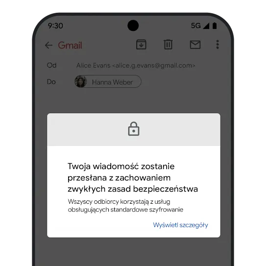 Grafika przedstawiająca szyfrowanie e-maili w Gmailu