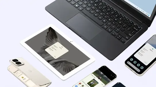 A visual showcasing the compatibility of Android systems on multiple OS devices.