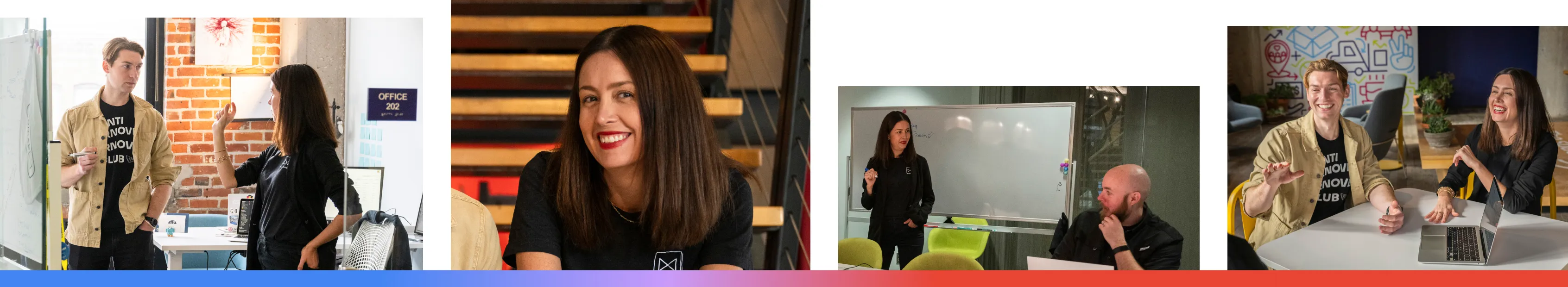 A four-part collage highlighting the Maxwell team in Omaha, Nebraska. It shows colleagues brainstorming at a whiteboard, a portrait of a smiling female leader, a strategy session in a modern office, and team members laughing together during a laptop presentation.
