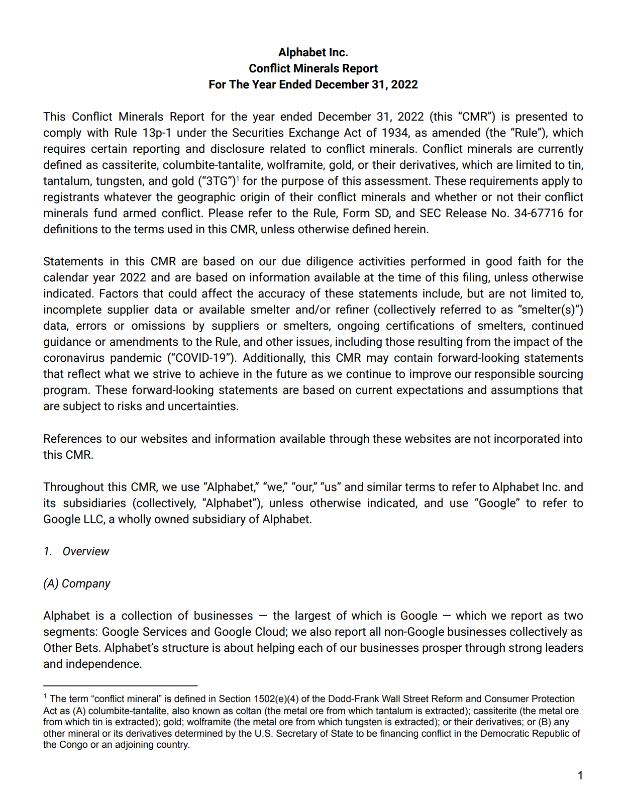 Cover image of the 2022 Conflict Minerals Report