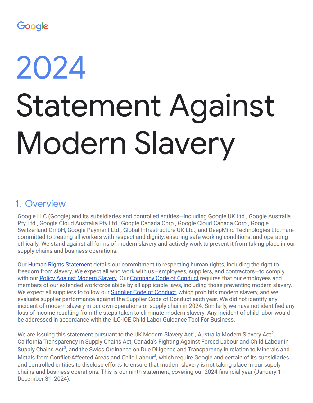 Cover image of 2024 Statement Against Modern Slavery