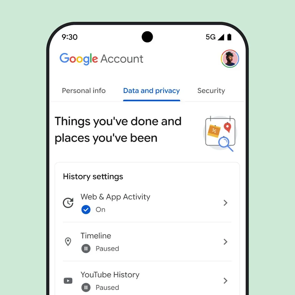 Image of the Google My Account UI.