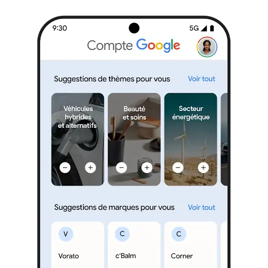 Page du centre Mes préférences publicitaires avec des commandes de personnalisation de l'expérience publicitaire.