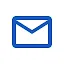 Blue line-art envelope icon representing email or contact message on a white background.