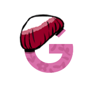 Illustration of the letter G with a red and white bob sitting atop.