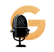 Illustration of the letter G with a radio microphone positioned in front