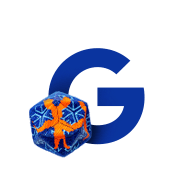 a blue letter G with a beaded geometric beadwork sculpture
