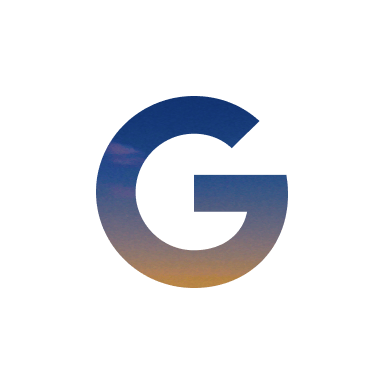 letter G filled with an ombre sky