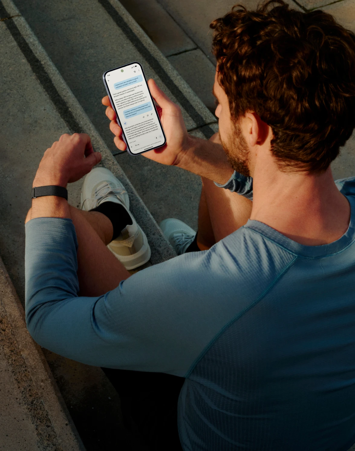 Image of man using Google Health app