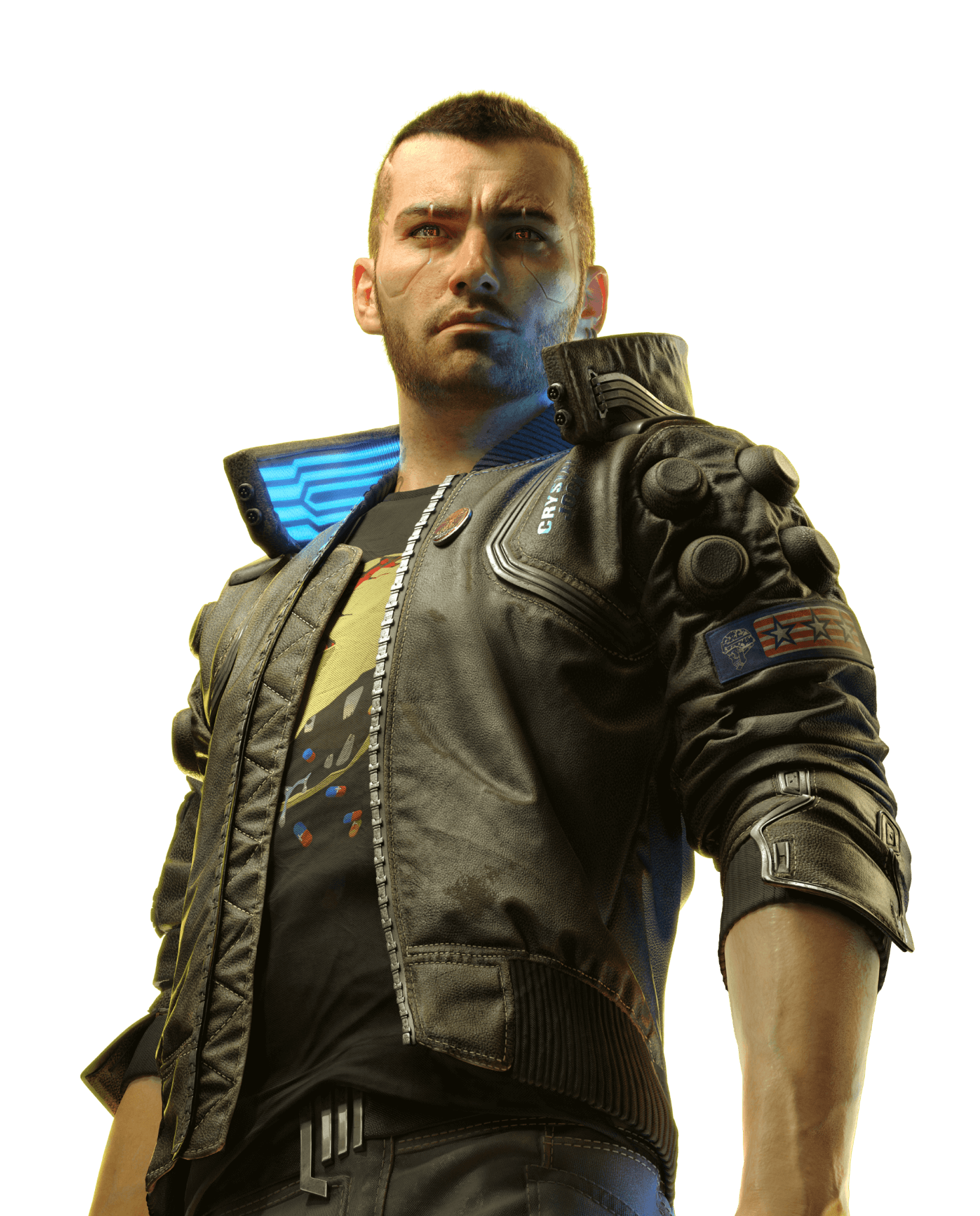 Key art featuring V on a yellow background