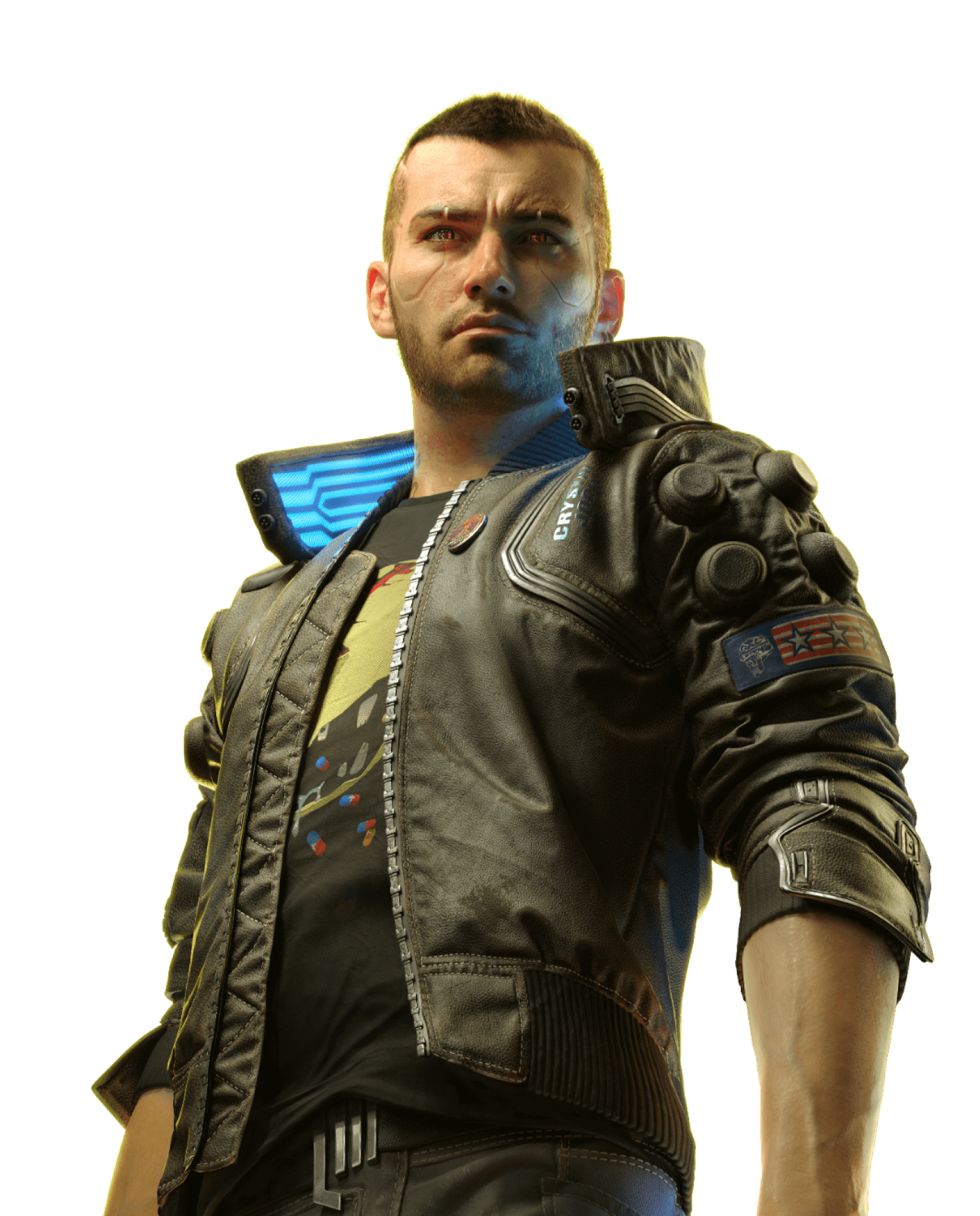 Key art featuring V on a yellow background